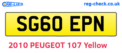 SG60EPN are the vehicle registration plates.