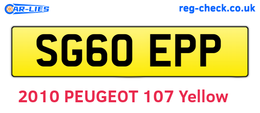 SG60EPP are the vehicle registration plates.