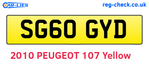 SG60GYD are the vehicle registration plates.