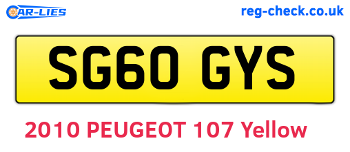 SG60GYS are the vehicle registration plates.