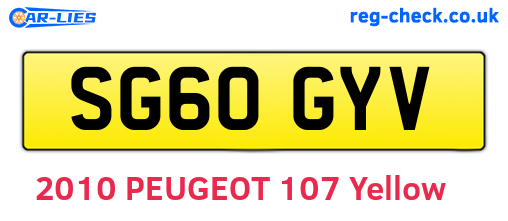 SG60GYV are the vehicle registration plates.