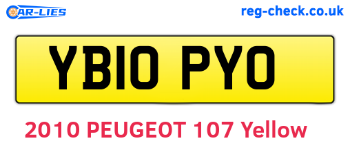 YB10PYO are the vehicle registration plates.
