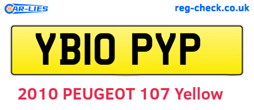 YB10PYP are the vehicle registration plates.