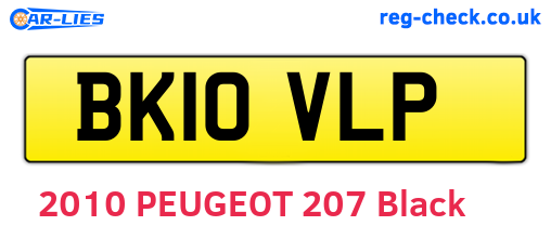 BK10VLP are the vehicle registration plates.