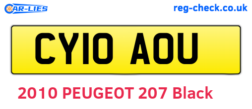 CY10AOU are the vehicle registration plates.