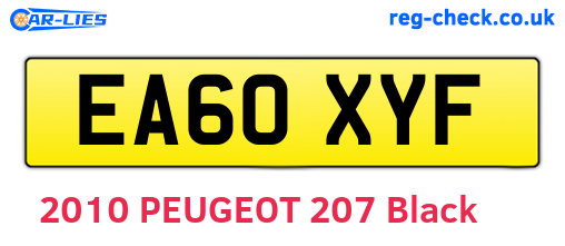 EA60XYF are the vehicle registration plates.