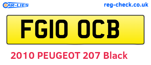 FG10OCB are the vehicle registration plates.