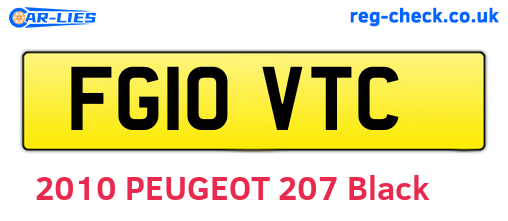 FG10VTC are the vehicle registration plates.