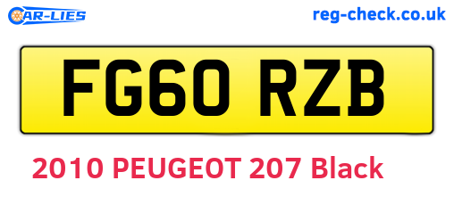 FG60RZB are the vehicle registration plates.