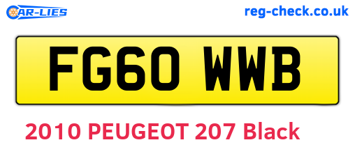 FG60WWB are the vehicle registration plates.