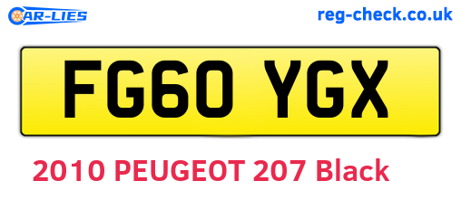 FG60YGX are the vehicle registration plates.