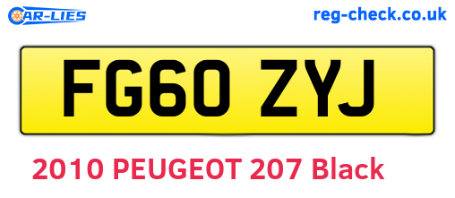 FG60ZYJ are the vehicle registration plates.