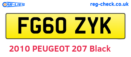 FG60ZYK are the vehicle registration plates.