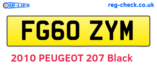 FG60ZYM are the vehicle registration plates.