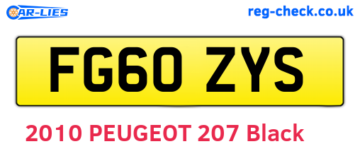 FG60ZYS are the vehicle registration plates.