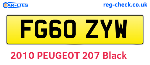 FG60ZYW are the vehicle registration plates.