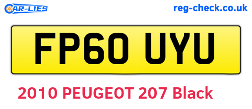 FP60UYU are the vehicle registration plates.