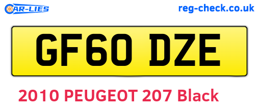 GF60DZE are the vehicle registration plates.