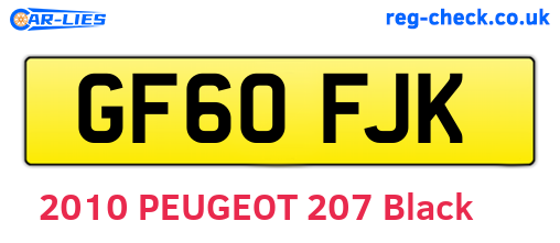 GF60FJK are the vehicle registration plates.