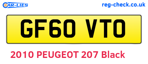 GF60VTO are the vehicle registration plates.