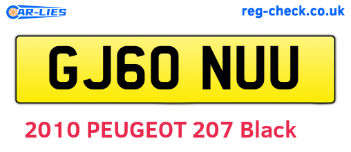 GJ60NUU are the vehicle registration plates.