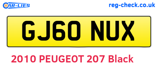 GJ60NUX are the vehicle registration plates.