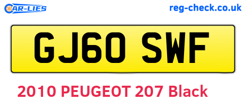 GJ60SWF are the vehicle registration plates.