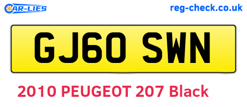 GJ60SWN are the vehicle registration plates.