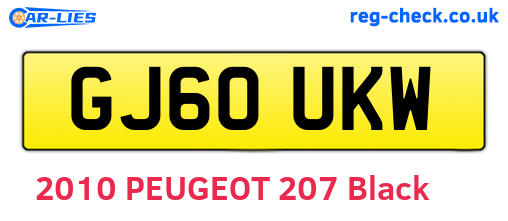 GJ60UKW are the vehicle registration plates.