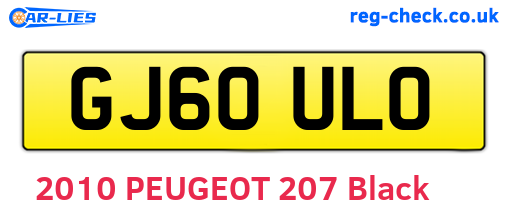 GJ60ULO are the vehicle registration plates.