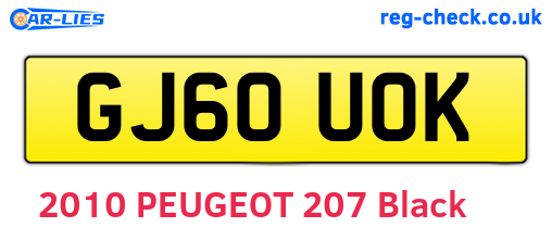 GJ60UOK are the vehicle registration plates.