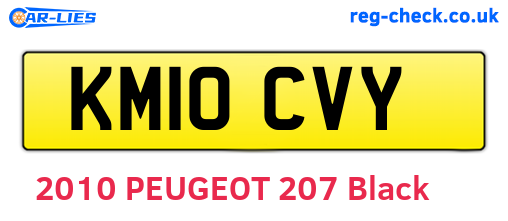 KM10CVY are the vehicle registration plates.