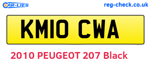 KM10CWA are the vehicle registration plates.
