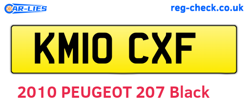 KM10CXF are the vehicle registration plates.