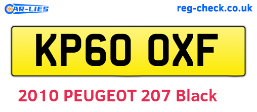 KP60OXF are the vehicle registration plates.