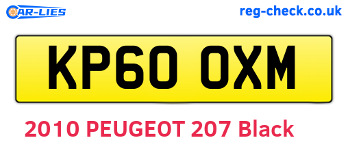KP60OXM are the vehicle registration plates.
