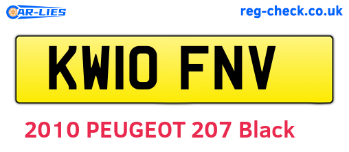 KW10FNV are the vehicle registration plates.
