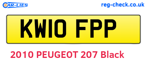 KW10FPP are the vehicle registration plates.