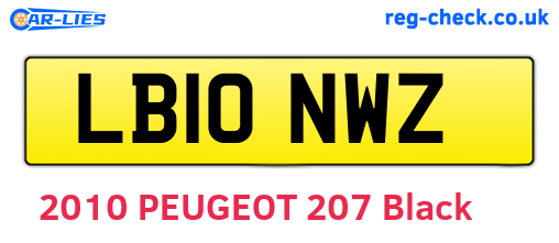 LB10NWZ are the vehicle registration plates.