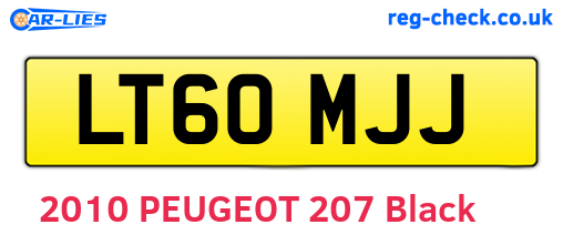 LT60MJJ are the vehicle registration plates.