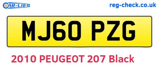 MJ60PZG are the vehicle registration plates.