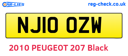 NJ10OZW are the vehicle registration plates.
