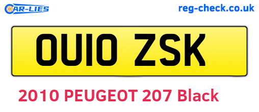 OU10ZSK are the vehicle registration plates.