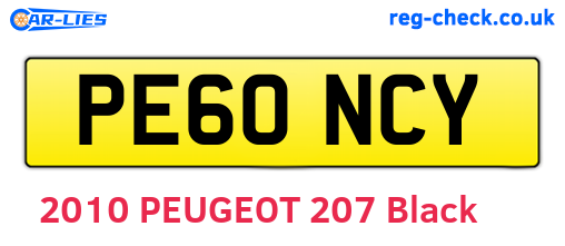 PE60NCY are the vehicle registration plates.