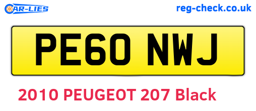 PE60NWJ are the vehicle registration plates.