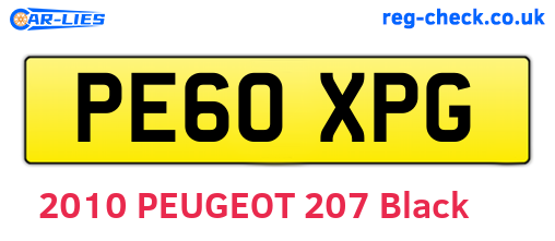 PE60XPG are the vehicle registration plates.