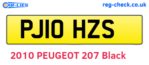PJ10HZS are the vehicle registration plates.