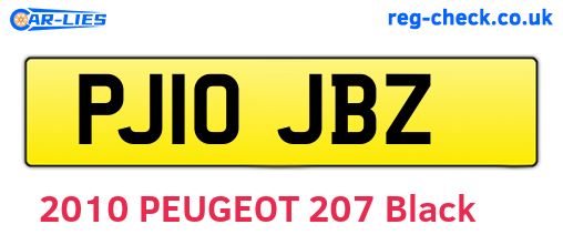 PJ10JBZ are the vehicle registration plates.