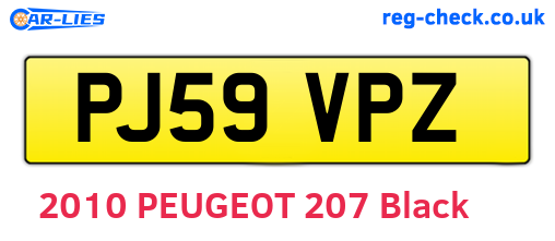 PJ59VPZ are the vehicle registration plates.