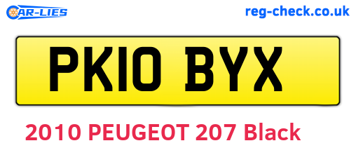 PK10BYX are the vehicle registration plates.